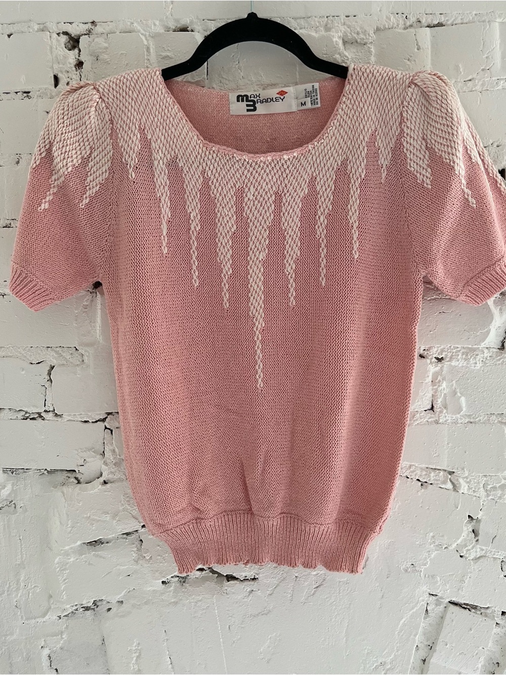 Vintage Pink Knit Short-Sleeve Sweater